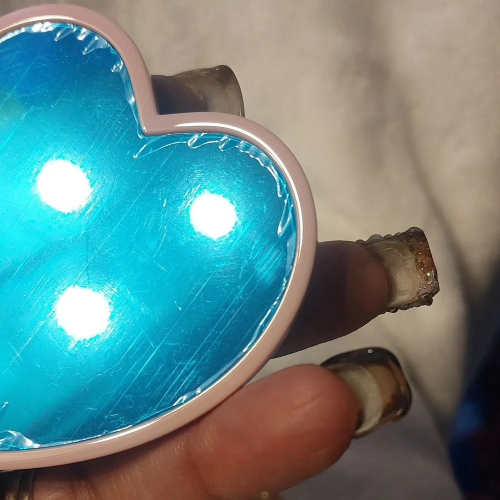 Beauty Pink Iridescent Mirror & Button Pouch. Just in time for Valentines